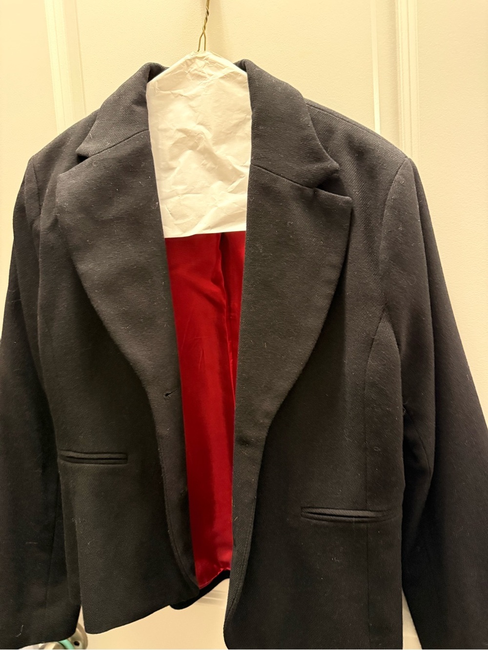 H&M Women’s Black Jacket with Red Lining - Classic Tailored
